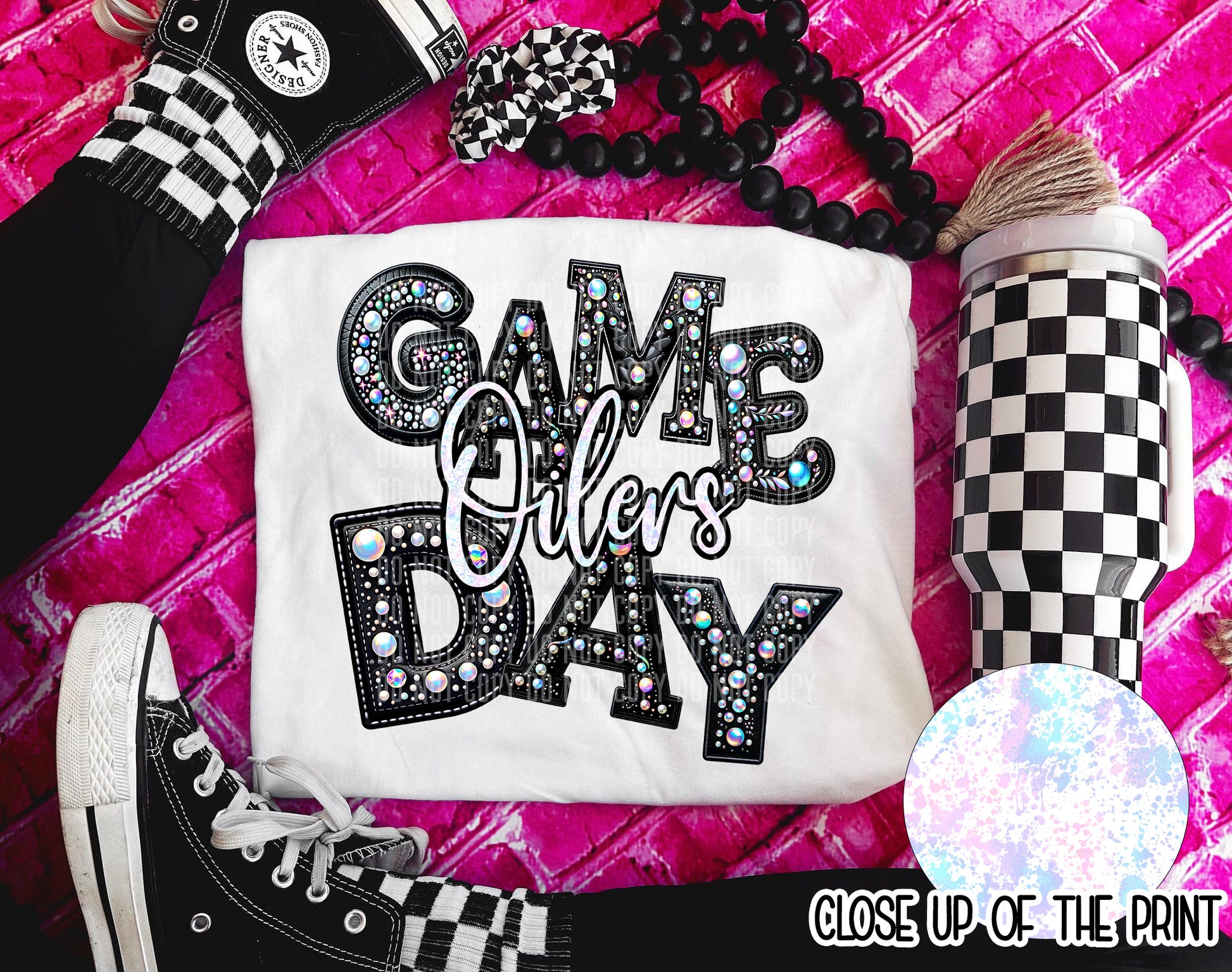 Leather Rhinestone Game Day DTF Transfer