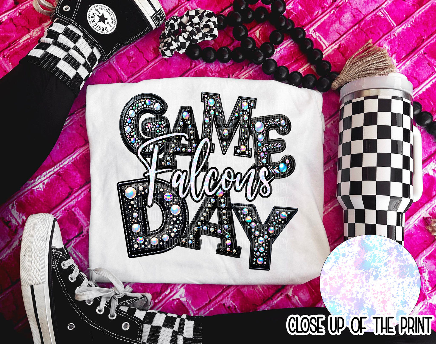 Leather Rhinestone Game Day DTF Transfer