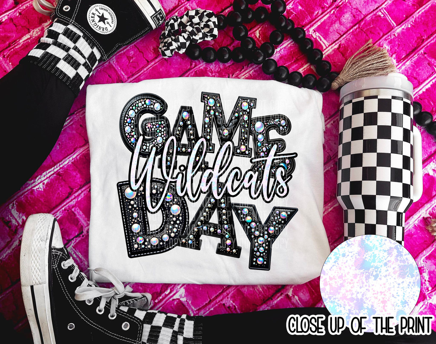 Leather Rhinestone Game Day DTF Transfer