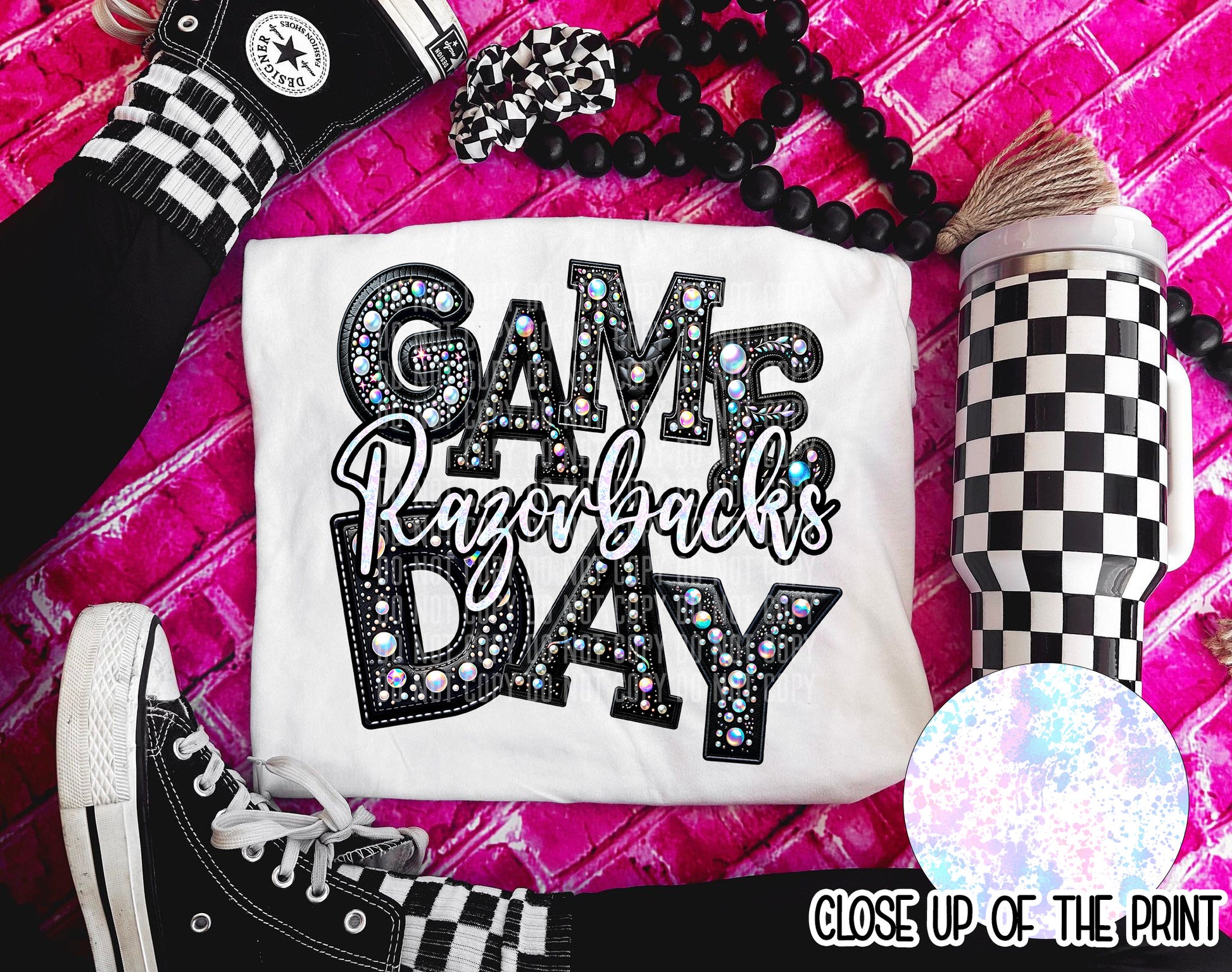 Leather Rhinestone Game Day DTF Transfer