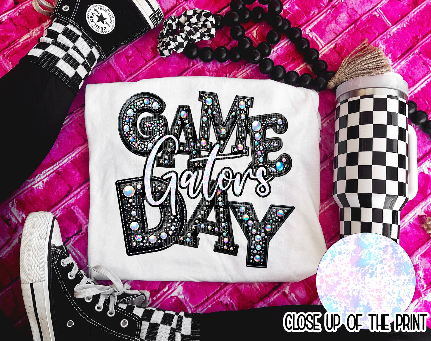 Leather Rhinestone Game Day DTF Transfer