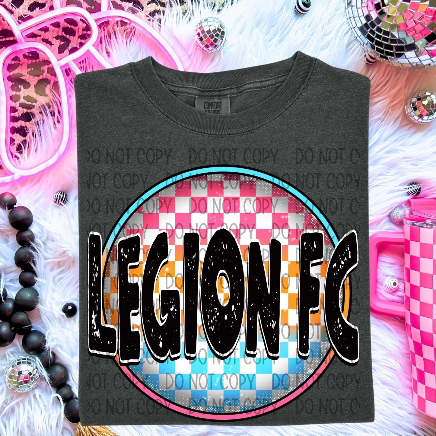 Neon Checkered Mascots DTF Transfer