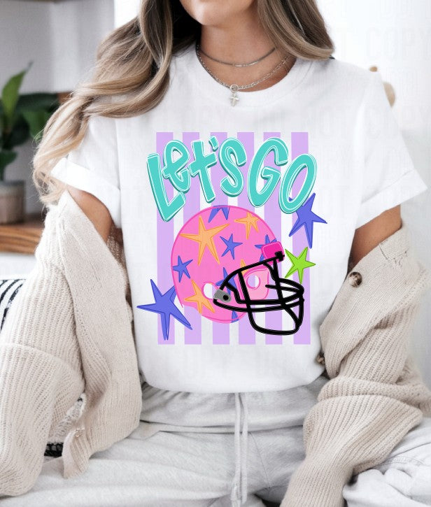 Let's Go Football Helmet Stripes DTF Transfer