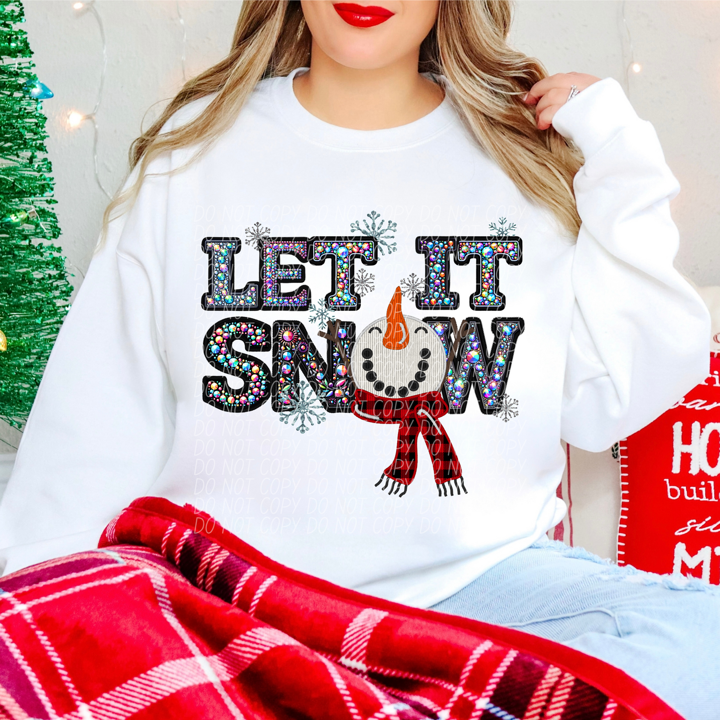 Let It Snow Rhinestone Red DTF Transfer