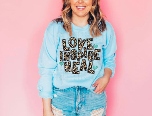 Love Inspire Heal Cheetah Print DTF Transfer