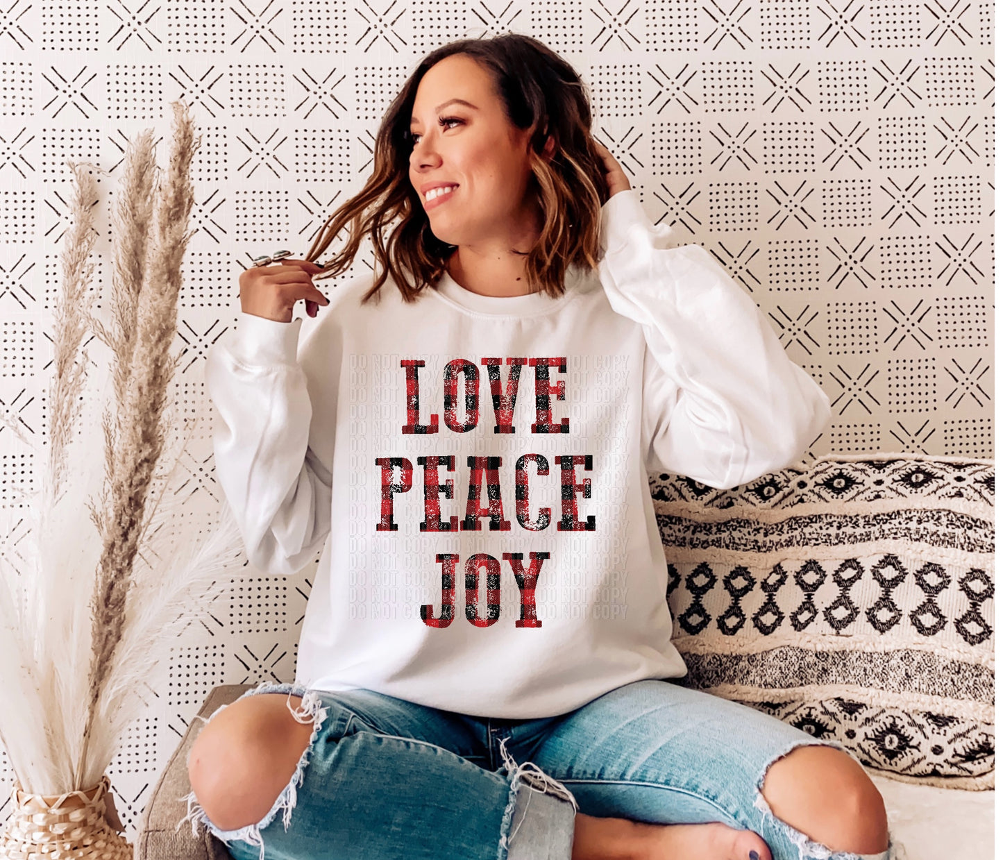 Love Peace Joy Plaid DTF Transfer