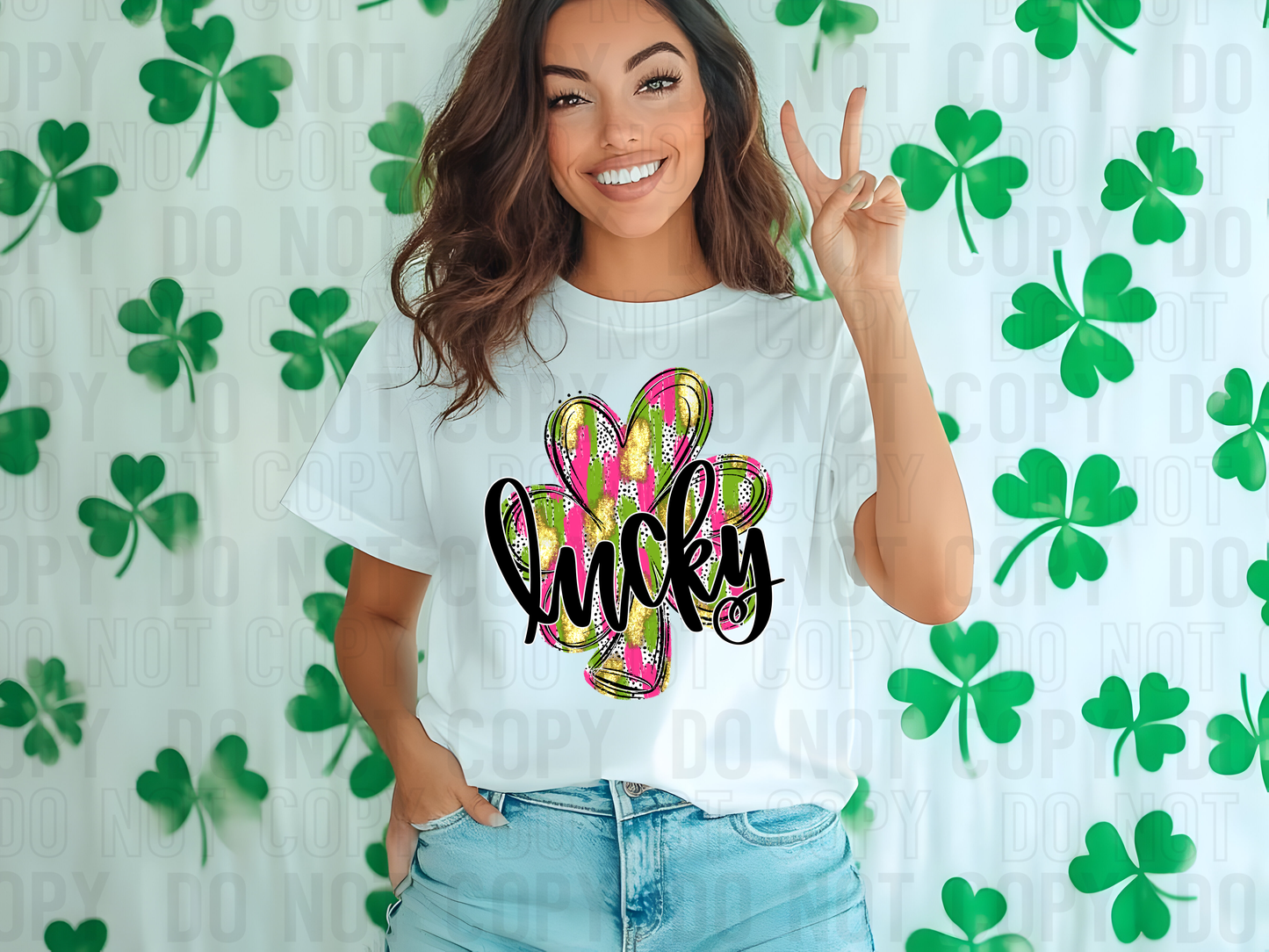 Lucky Brushstroke Dalmatian Shamrock DTF Transfer