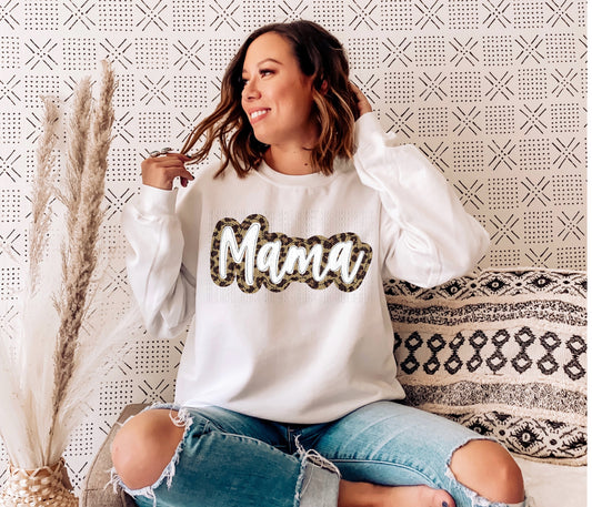 Mama Leopard Faux Embroidery DTF Transfer