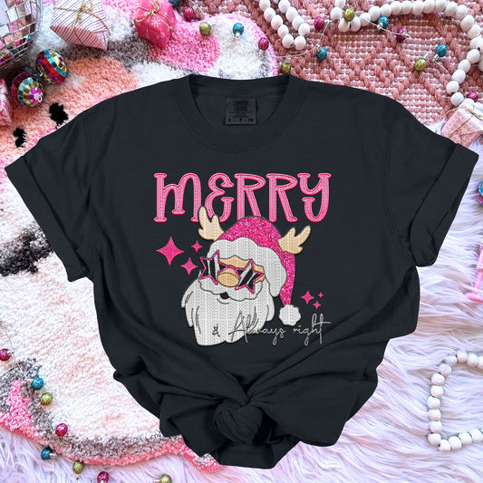 Pink Merry And Always Right Light Santa DTF Transfer