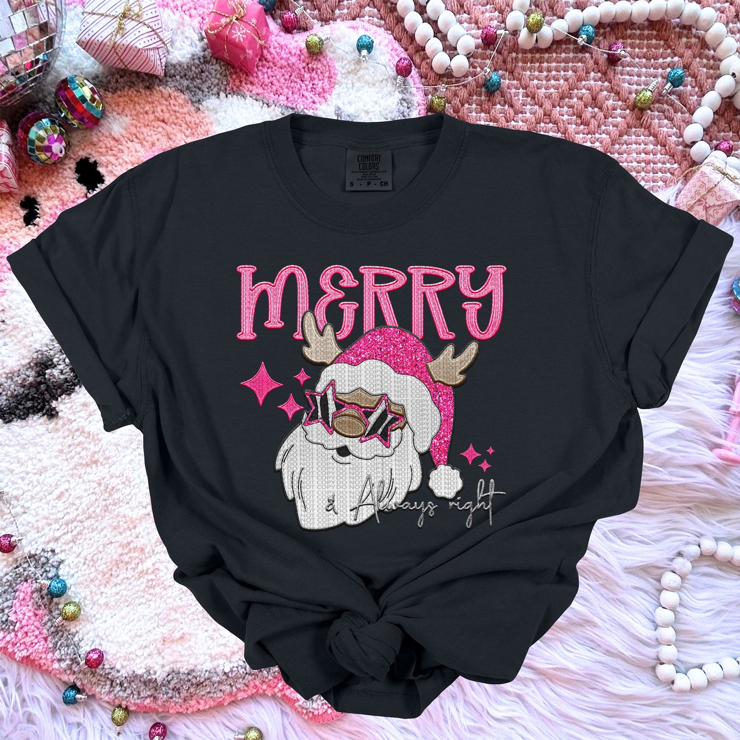 Pink Merry And Always Right Dark Santa DTF Transfer