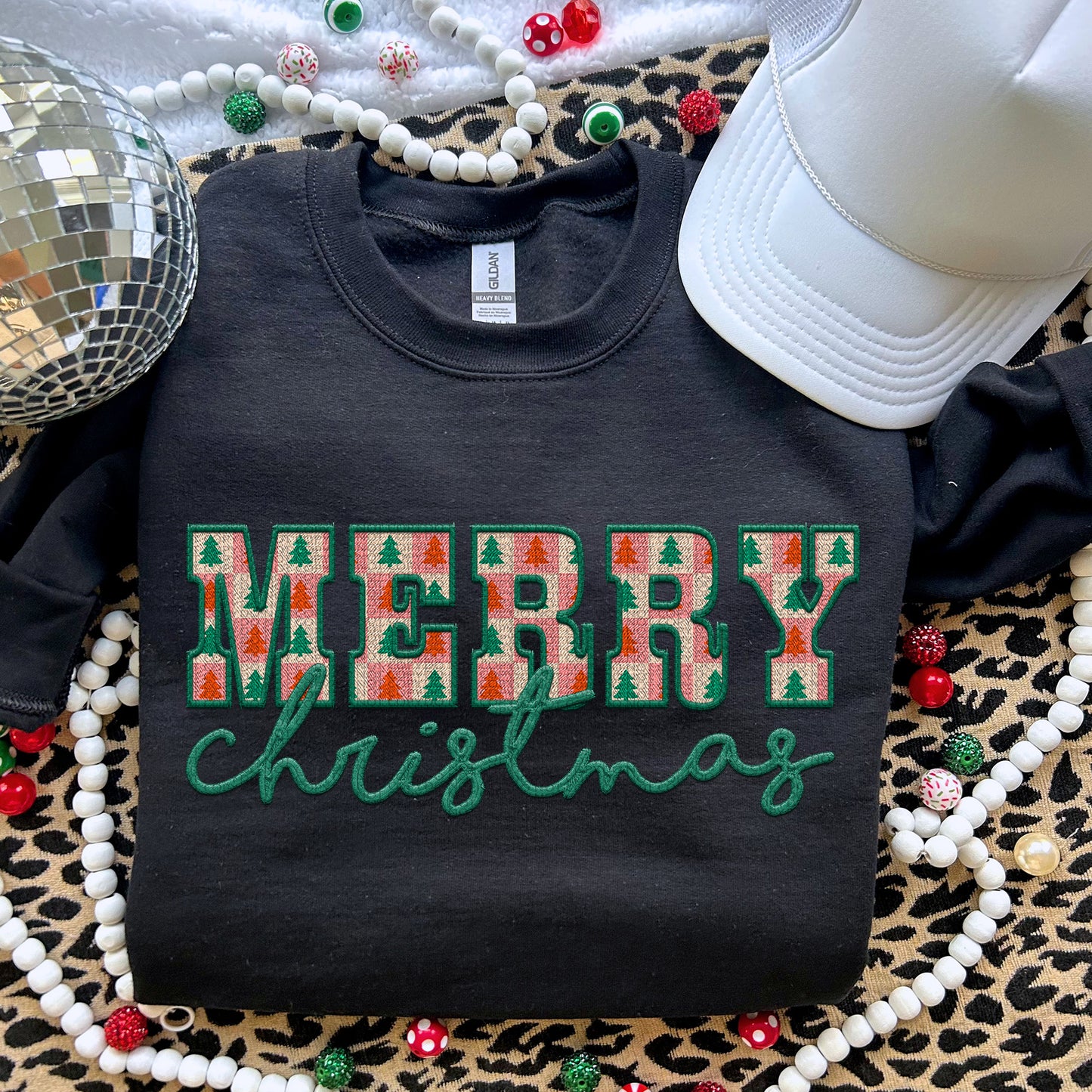 Merry Christmas Plaid Green Faux DTF Transfer