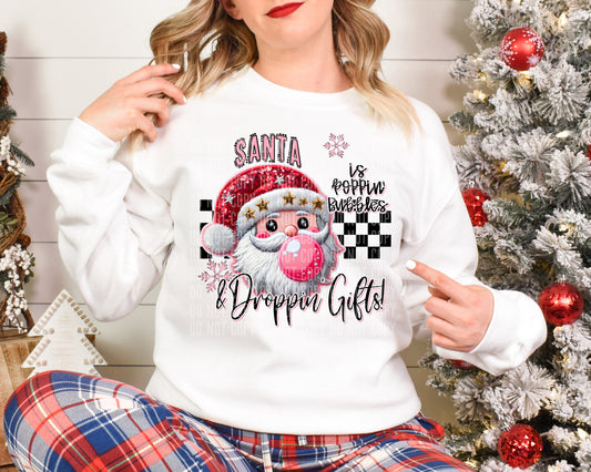 Santa Is Poppin' Bubbles DTF Transfer