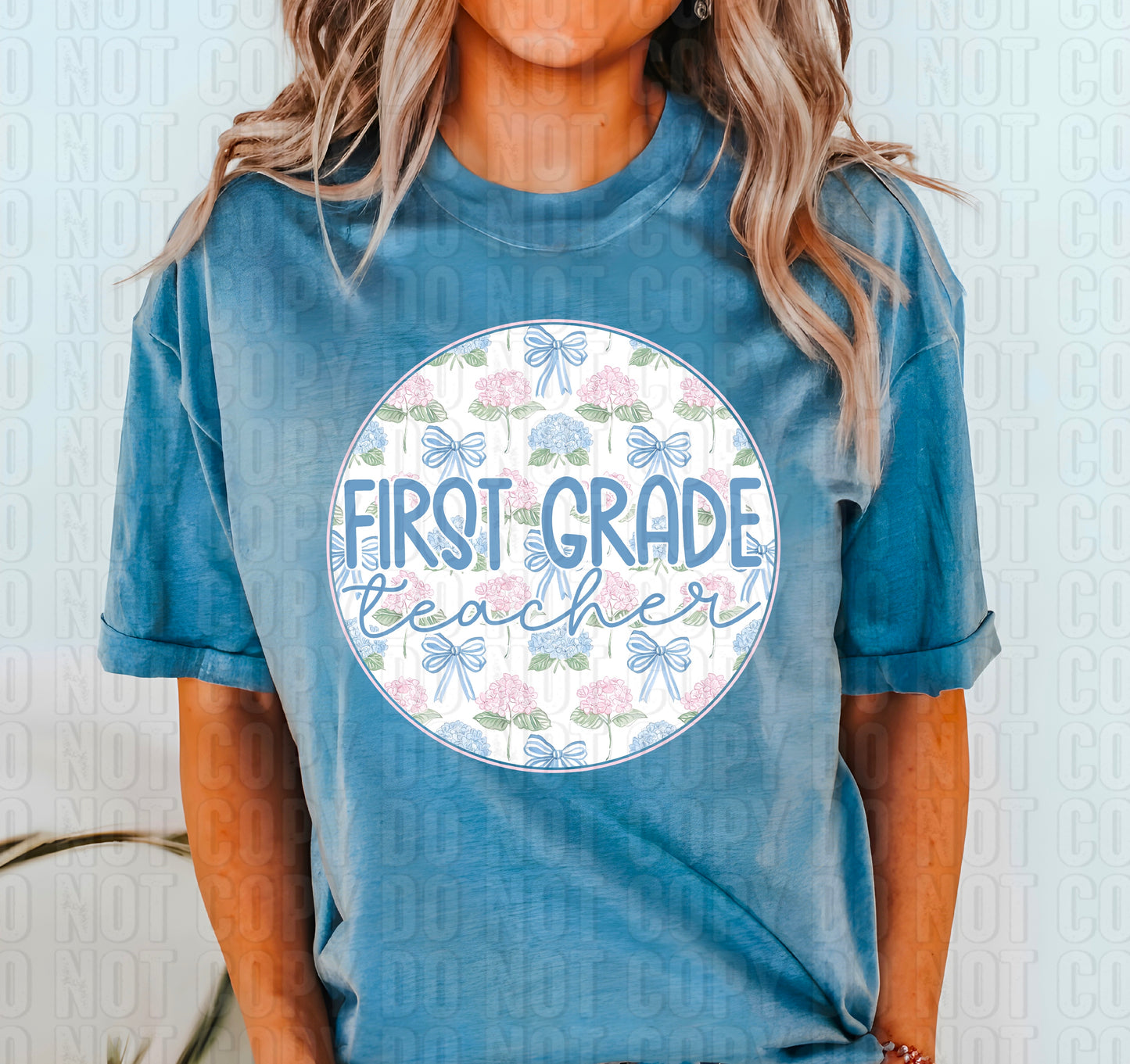 First Grade Teacher Coquette Floral DTF Transfer