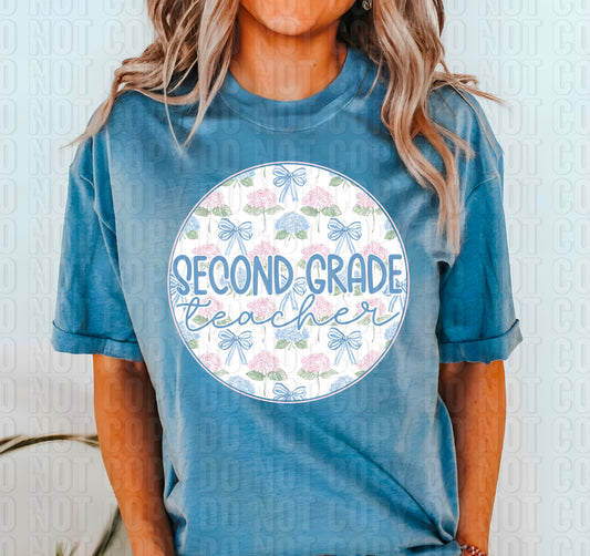 Second Grade Teacher Coquette Floral DTF Transfer