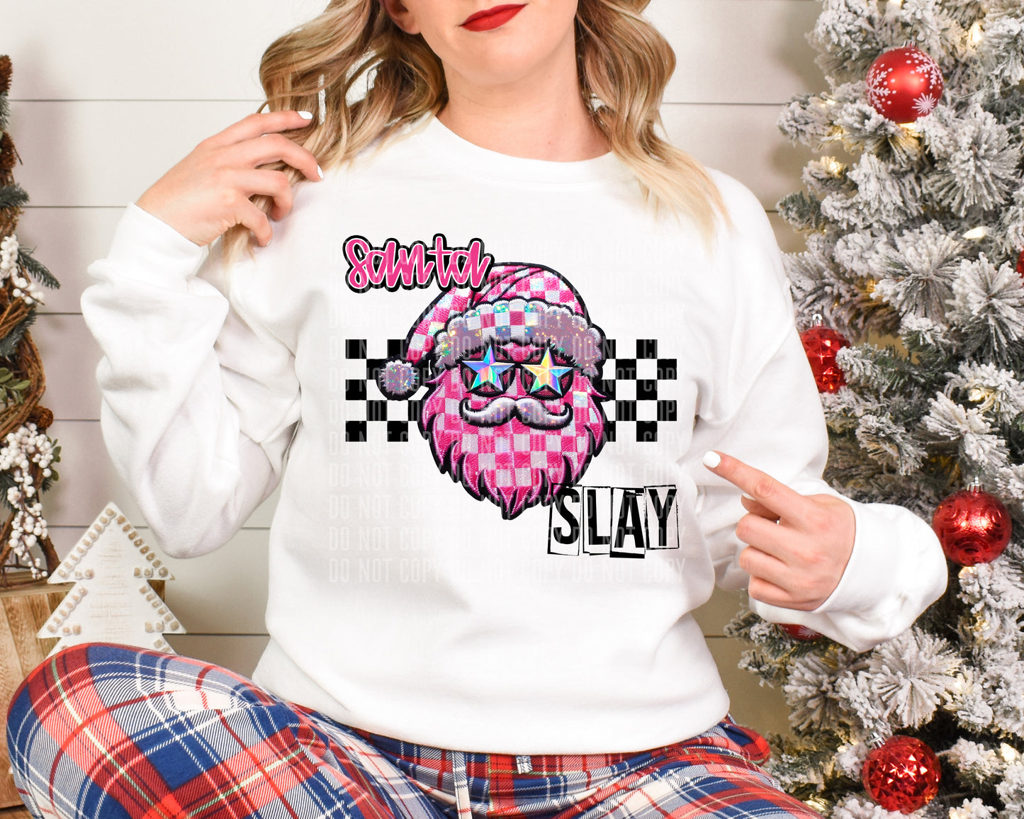 Santa Slay Checkered DTF Transfer