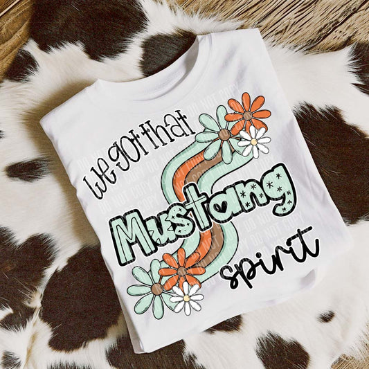 Mustang Mascot Floral Spirit DTF Transfer