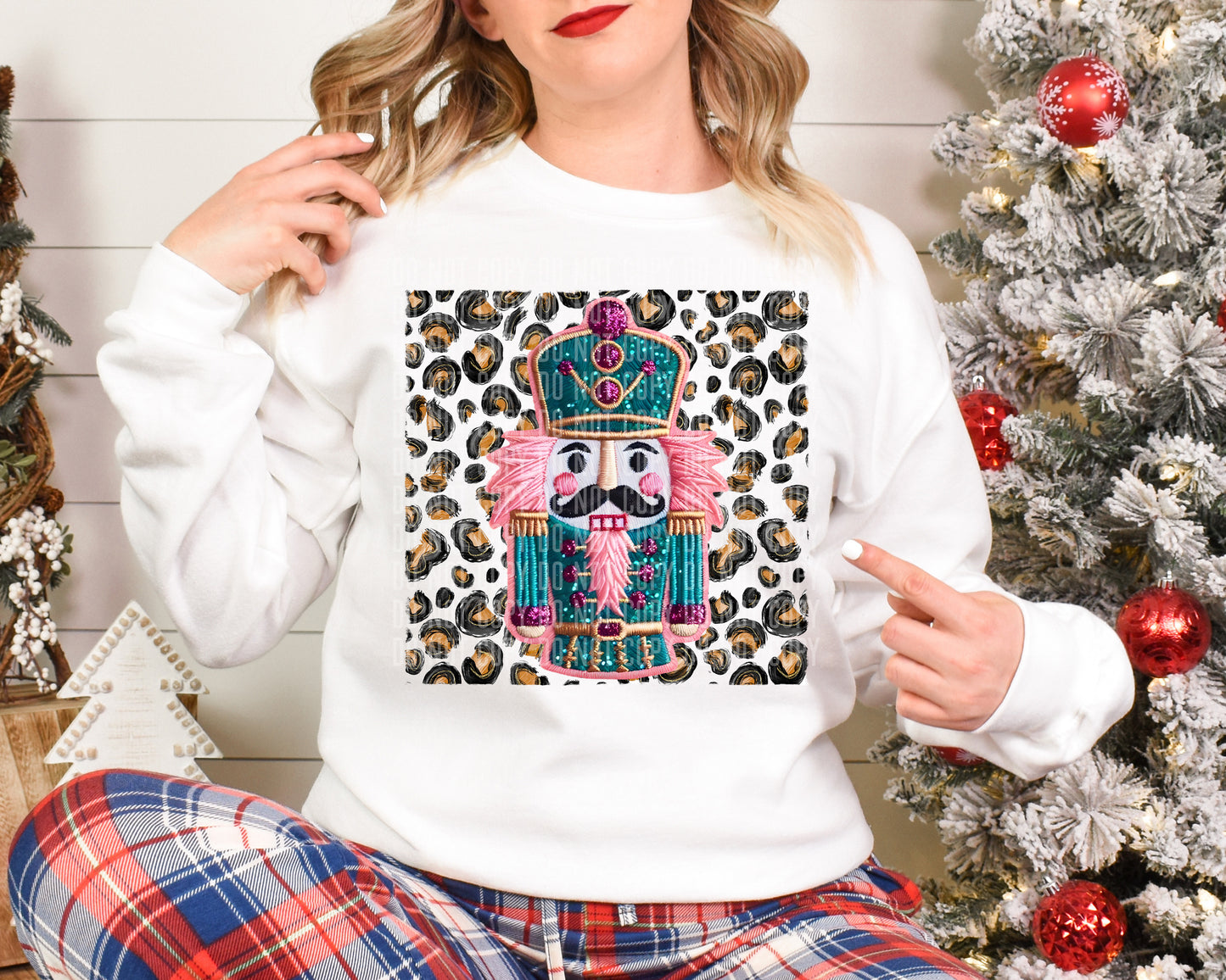 Teal Pink Nutcracker Cheetah Background DTF Transfer