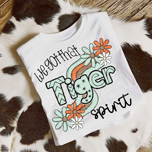 Tiger Mascot Floral Spirit DTF Transfer