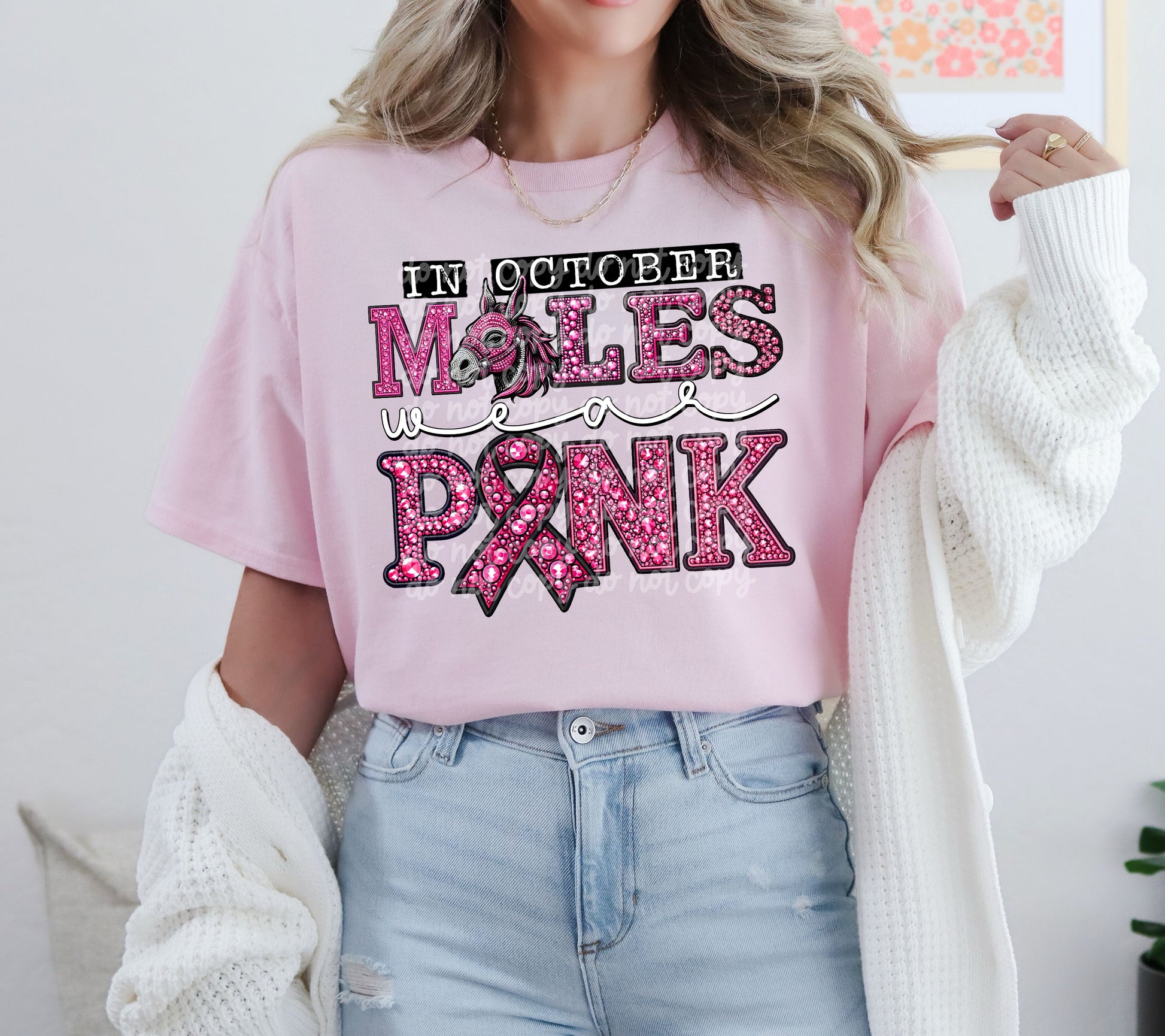 In October Mules Wear Pink Mascot DTF Transfer