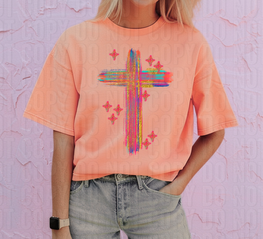 Neon Brush Cross DTF Transfer