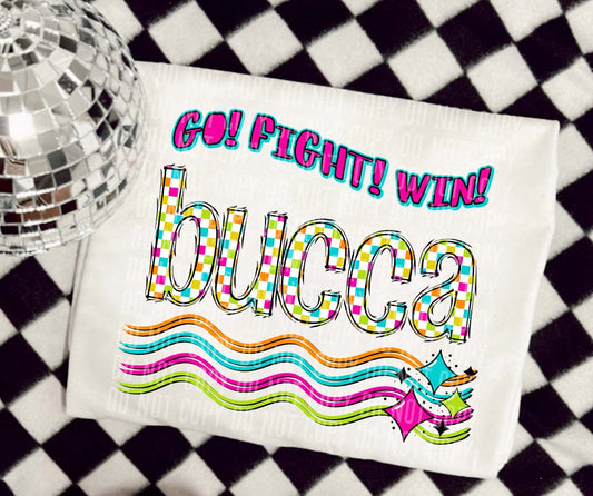 Bucca Neon Checks Go Fight Win DTF Transfer