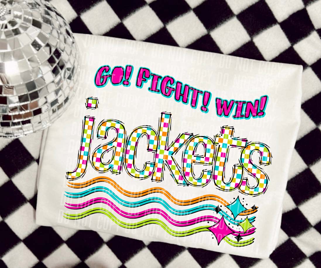 Jackets Neon Checks Go Fight Win DTF Transfer