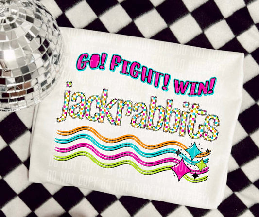 Jackrabbits Neon Checks Go Fight Win DTF Transfer