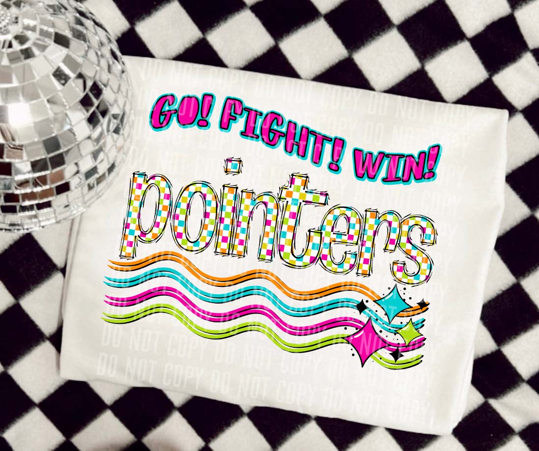 Pointers Neon Checks Go Fight Win DTF Transfer