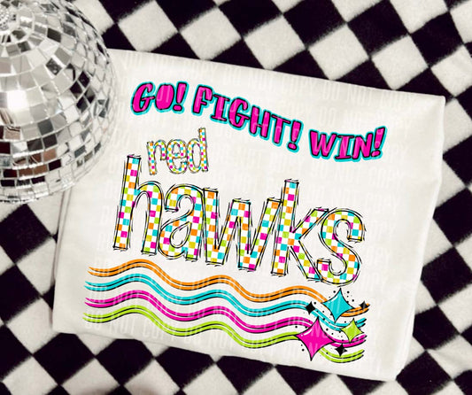 Hawks Neon Checks Go Fight Win DTF Transfer