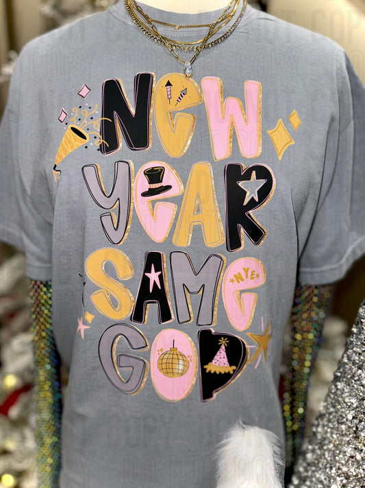 New Year Same God Pink Black & Gold DTF Transfer