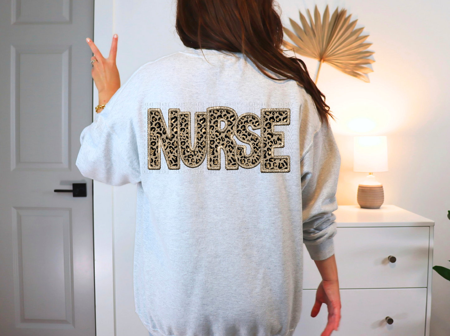 Nurse Sparkly Cheetah Faux DTF Transfer