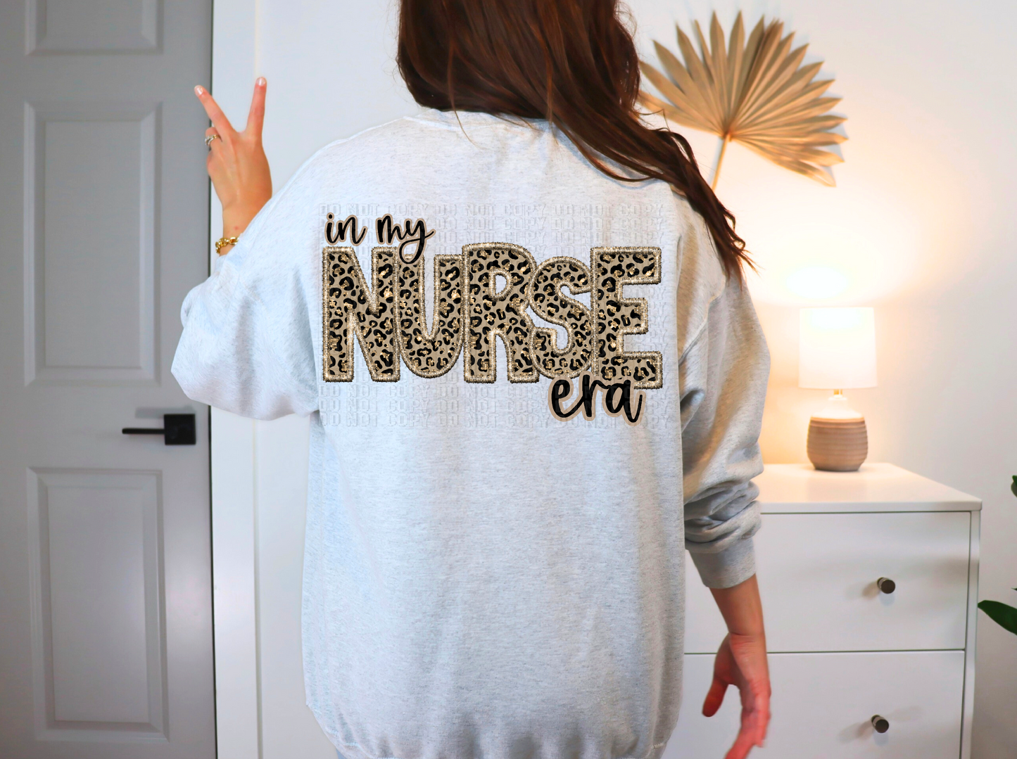 Nurse Era Sparkly Cheetah Faux DTF Transfer