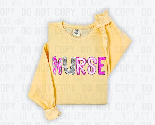 Nurse Pink Poppy Name DTF Transfer