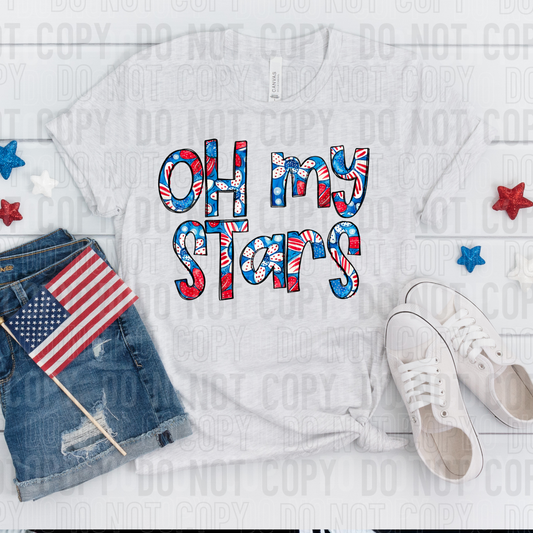 Oh My Stars Red, White, And Blue DTF Transfer