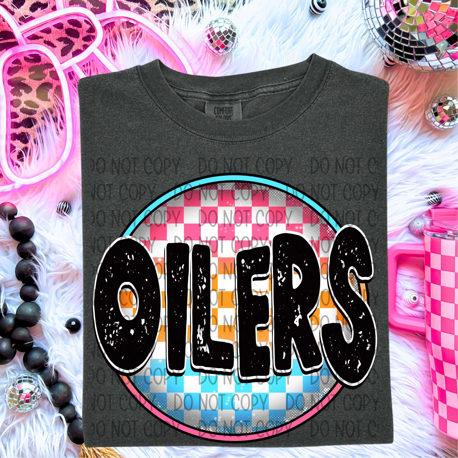 Neon Checkered Mascots DTF Transfer