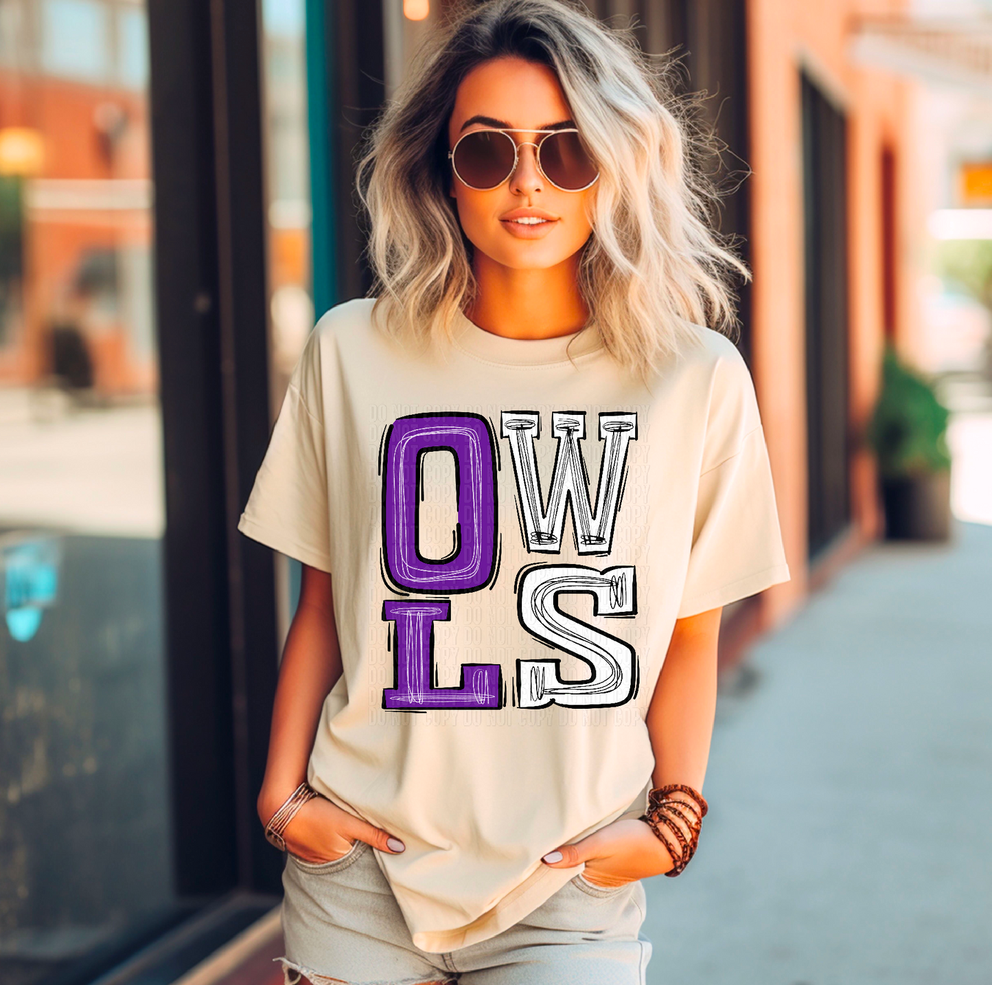 Owls Purple/White DTF Transfer