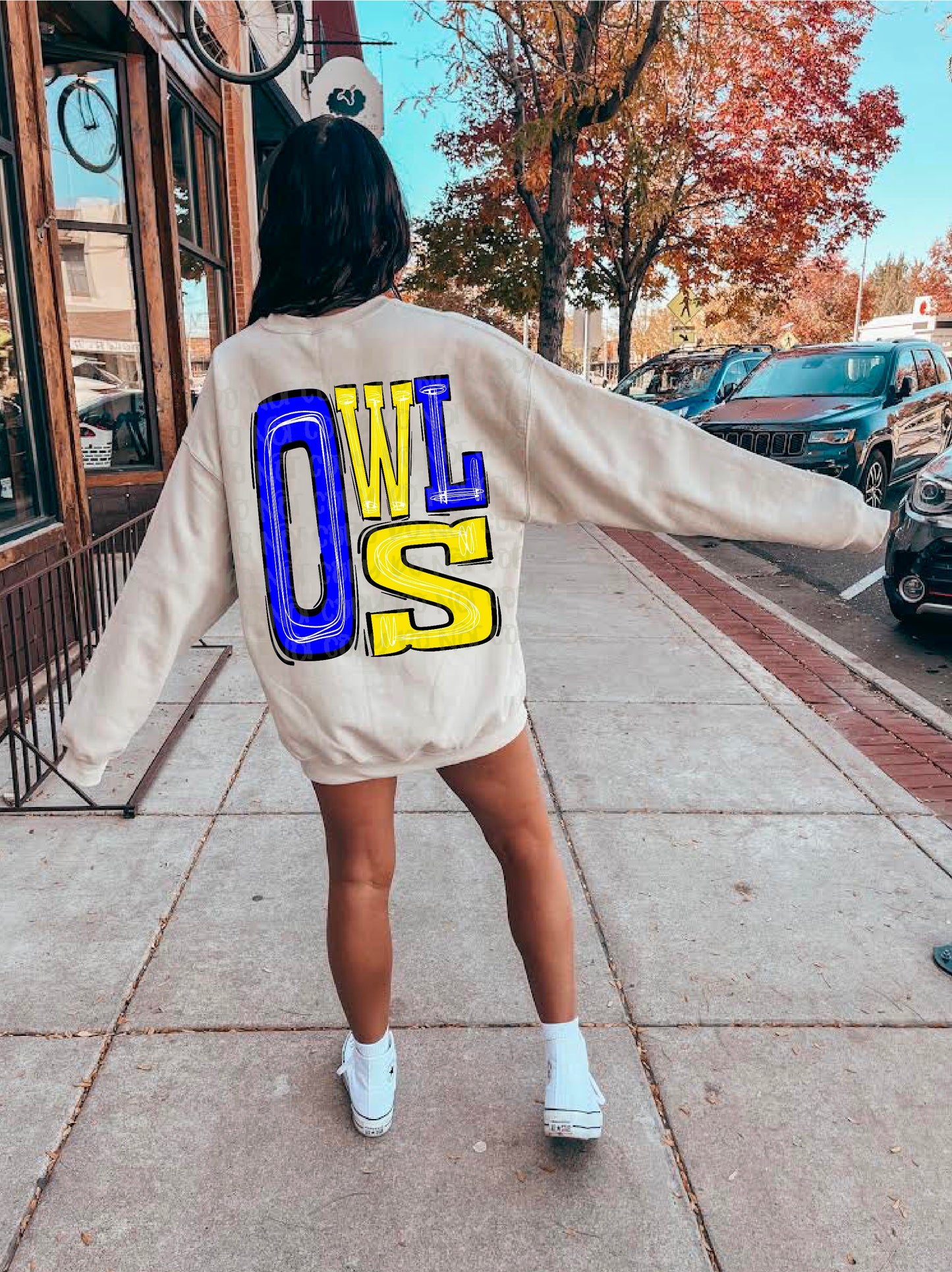 Owls Royal Blue/Bright Yellow DTF Transfer