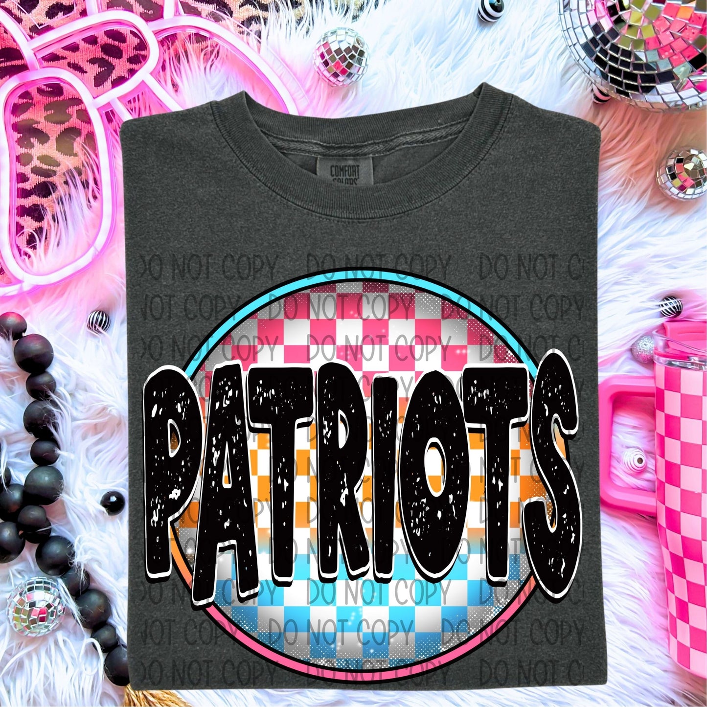 Neon Checkered Mascots DTF Transfer
