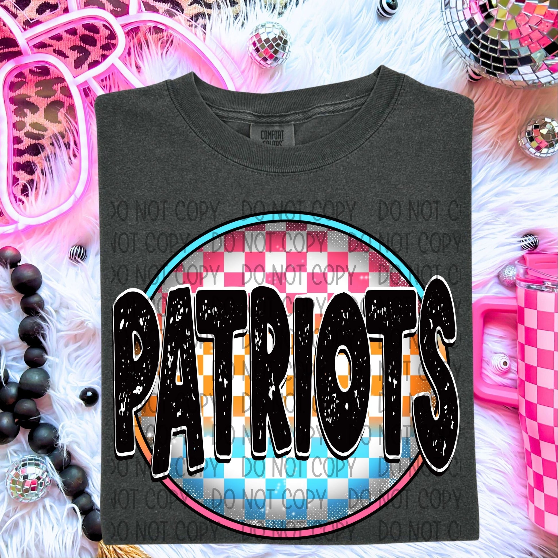 Neon Checkered Mascots DTF Transfer
