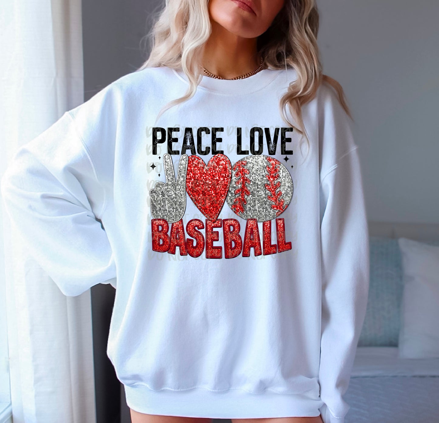 Peace Love Baseball Glitter DTF Transfer