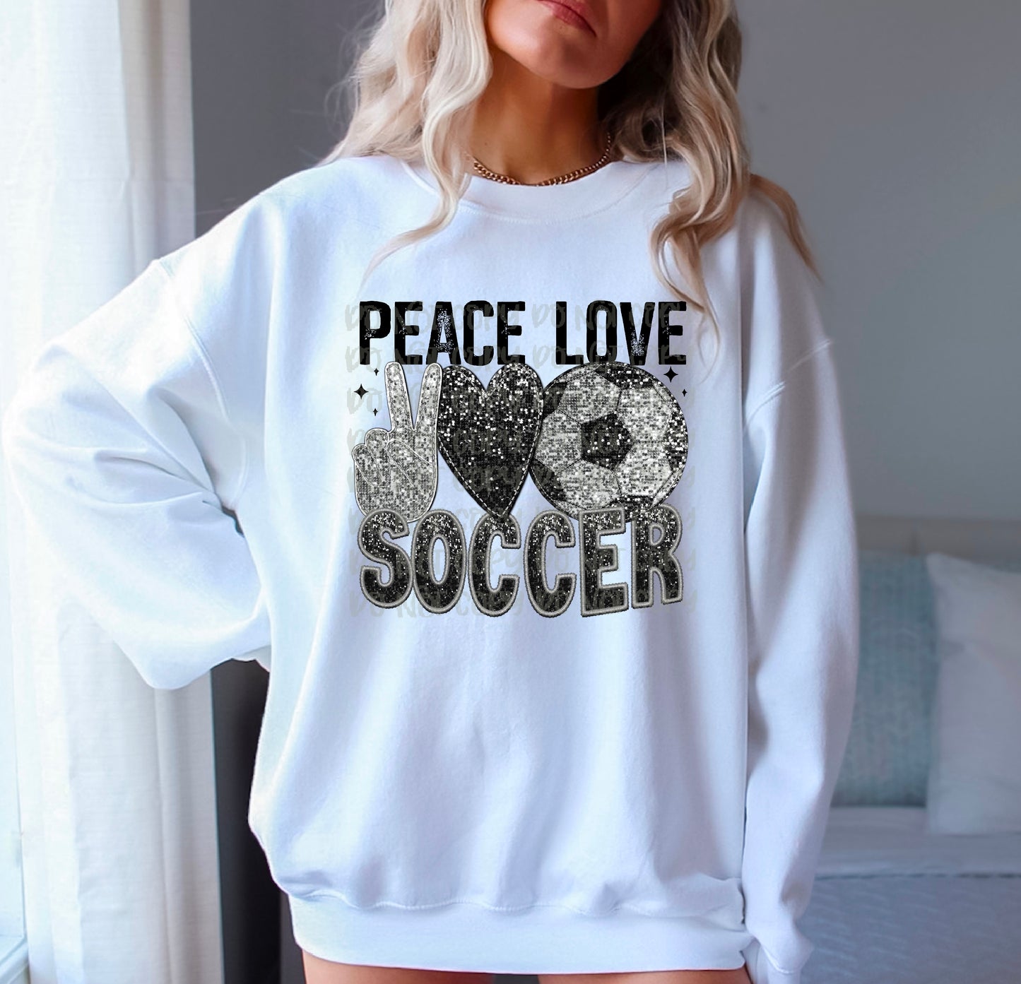 Peace Love Soccer Glitter DTF Transfer