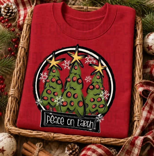 Peace On Earth Christmas Tree DTF Transfer