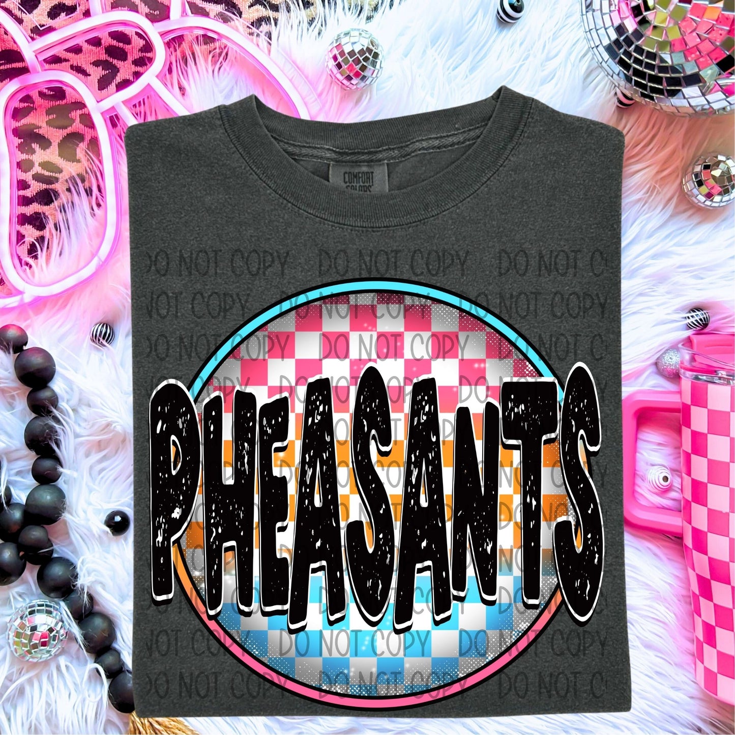 Neon Checkered Mascots DTF Transfer
