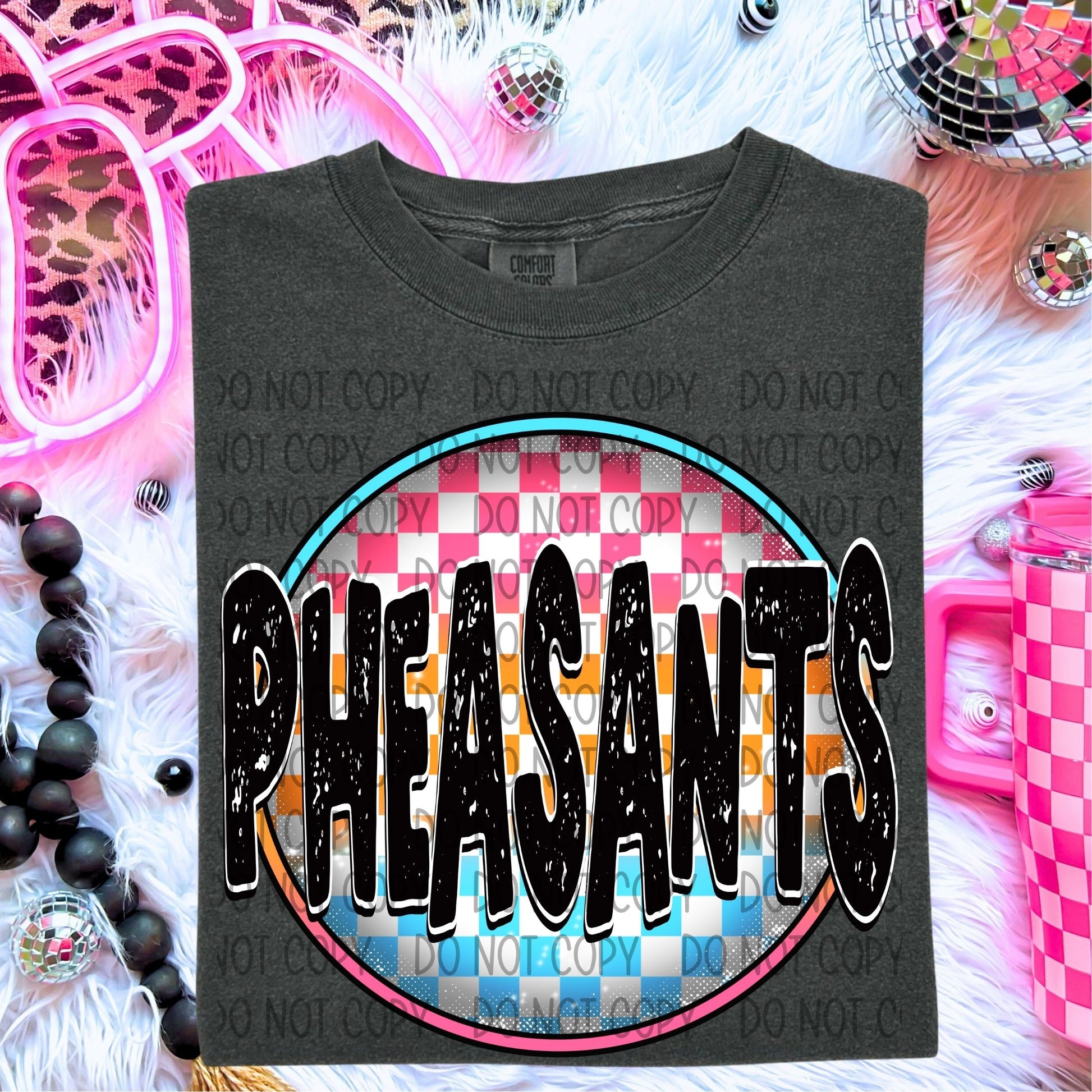 Neon Checkered Mascots DTF Transfer