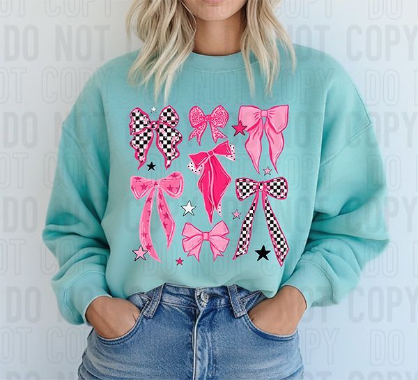 Pink & Checkered Bows DTF Transfer
