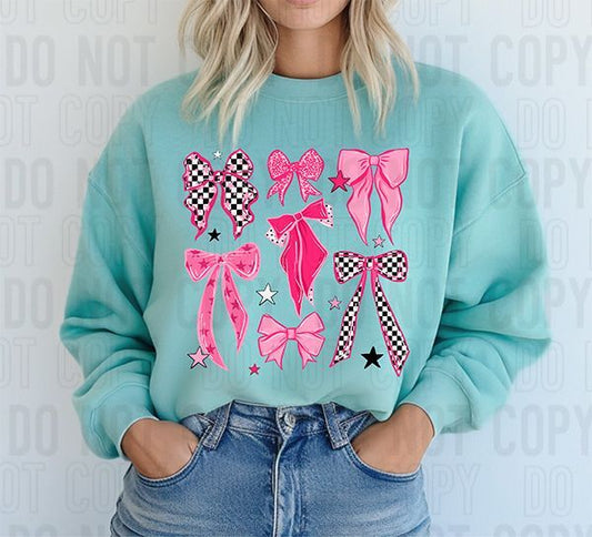 Pink & Checkered Bows DTF Transfer