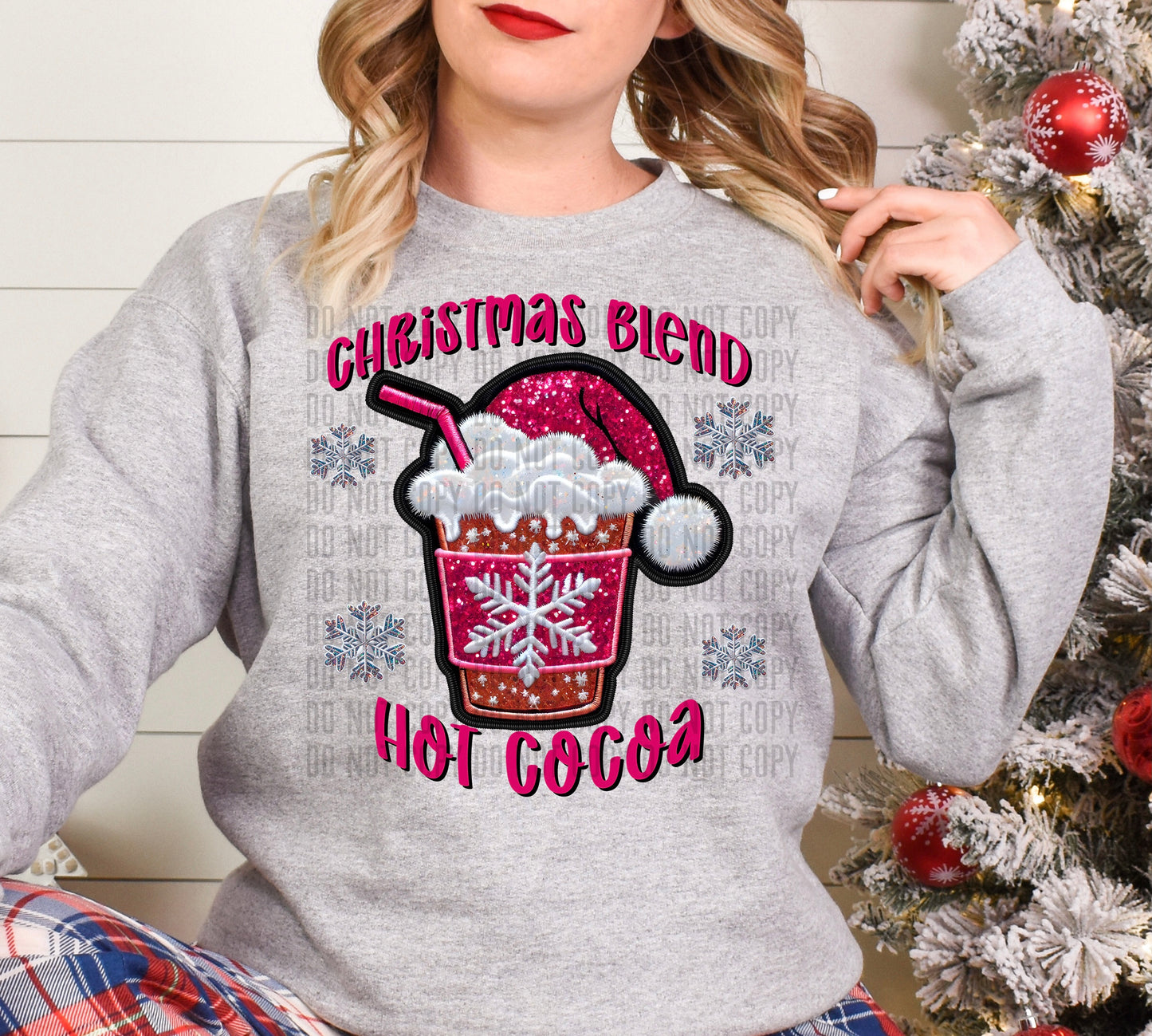 Christmas Blend Hot Cocoa Pink DTF Transfer