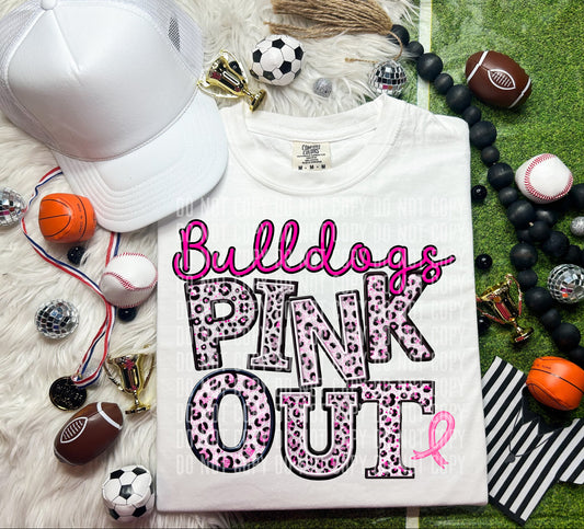 Bulldogs Leopard Pink Out Mascot DTF Transfer