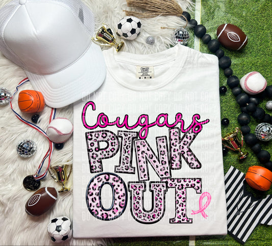 Cougars Leopard Pink Out Mascot DTF Transfer