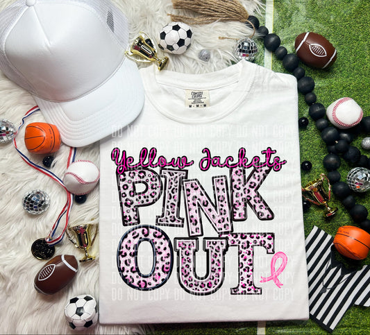 Yellow Jackets Leopard Pink Out Mascot DTF Transfer